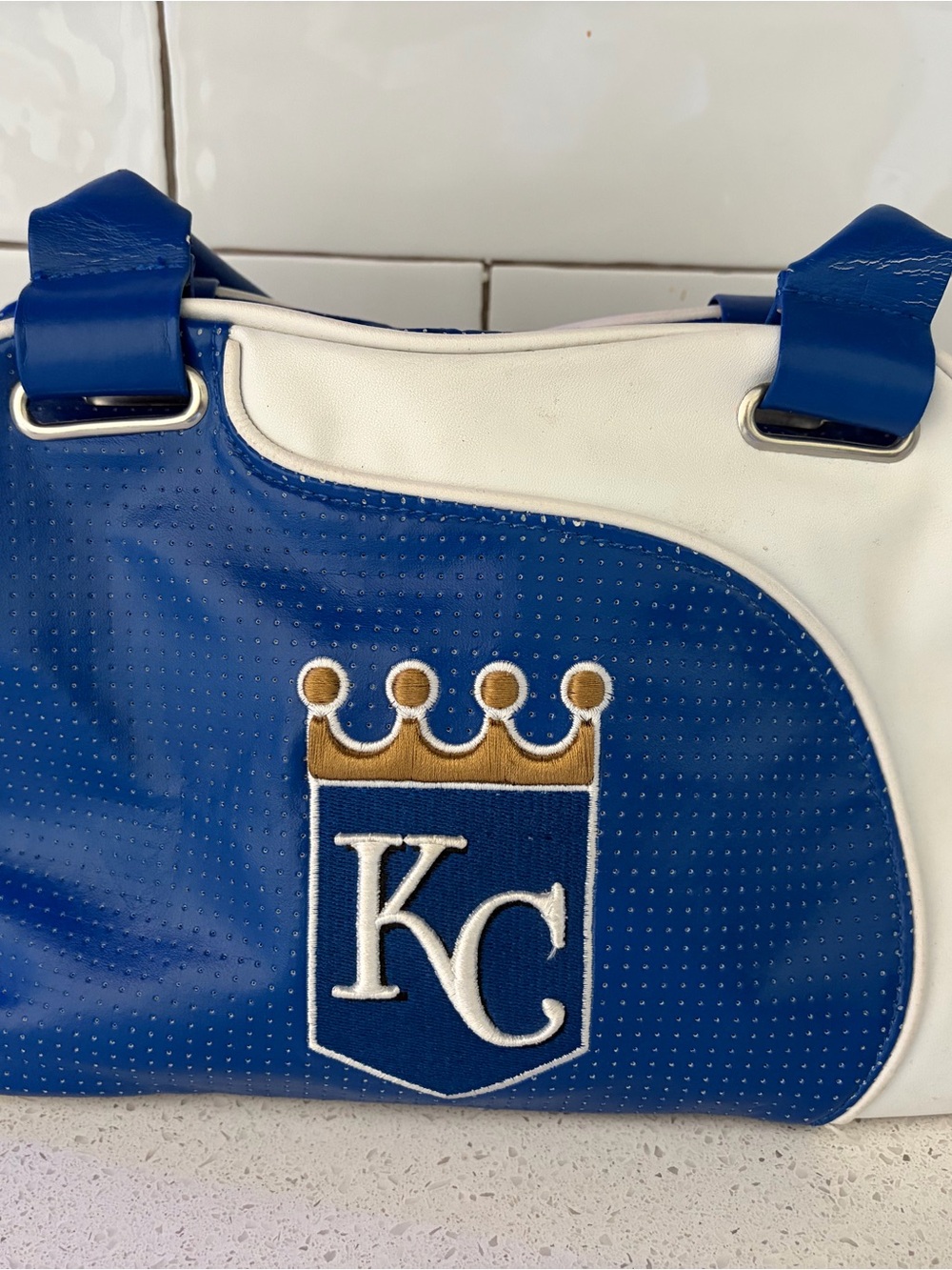 KC Crown Blue and White Women's Shoulder Bag
